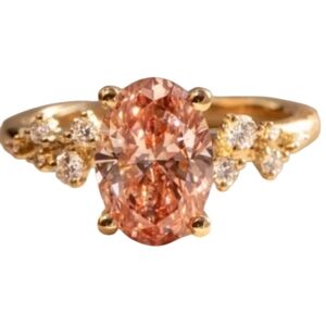 Goldtone and Peach Gemstone Ring
